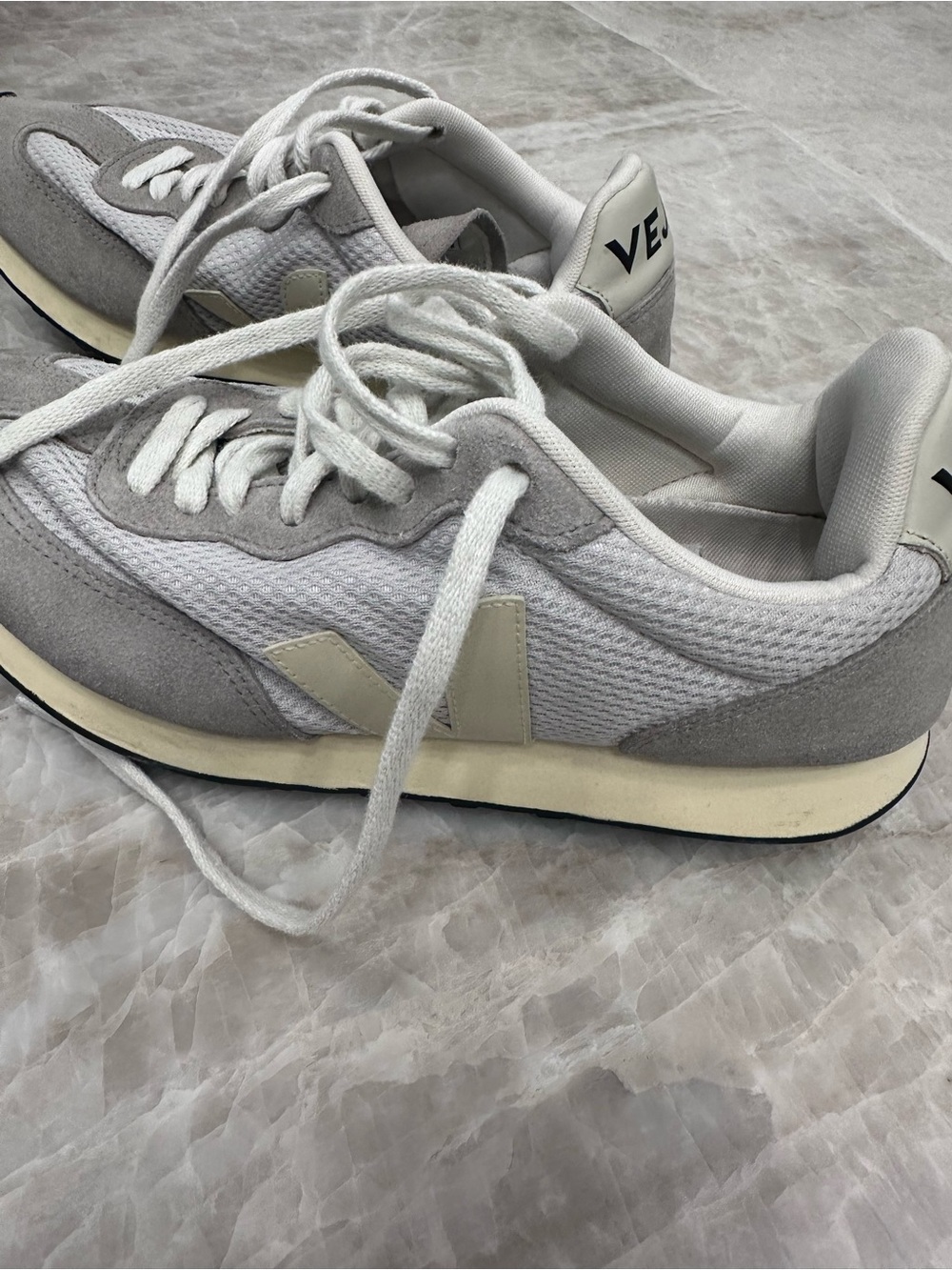Veja Women’s Running Sneakers in Light Gray, White and Cream